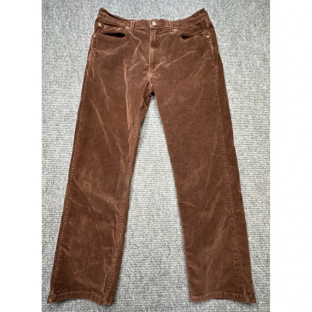 Levi's 505 Regular Fit Corduroy Pants Mens 33x28‎ Brown Straight Leg Stretch